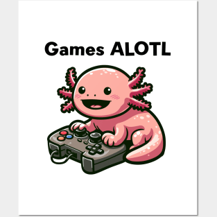 Kawaii Axolotl Gaming Posters and Art